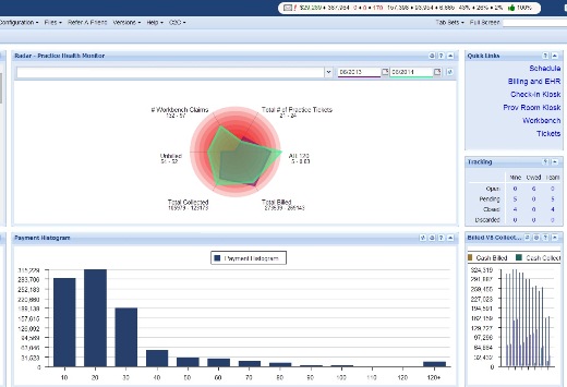 billing histogram and radar chart. Chiropractic Billing software